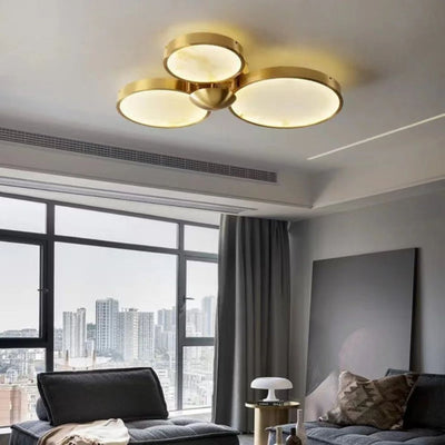 Plafonnier Boule de Marbre Lumière Led Luxe en Laiton Doré - Lumiine 