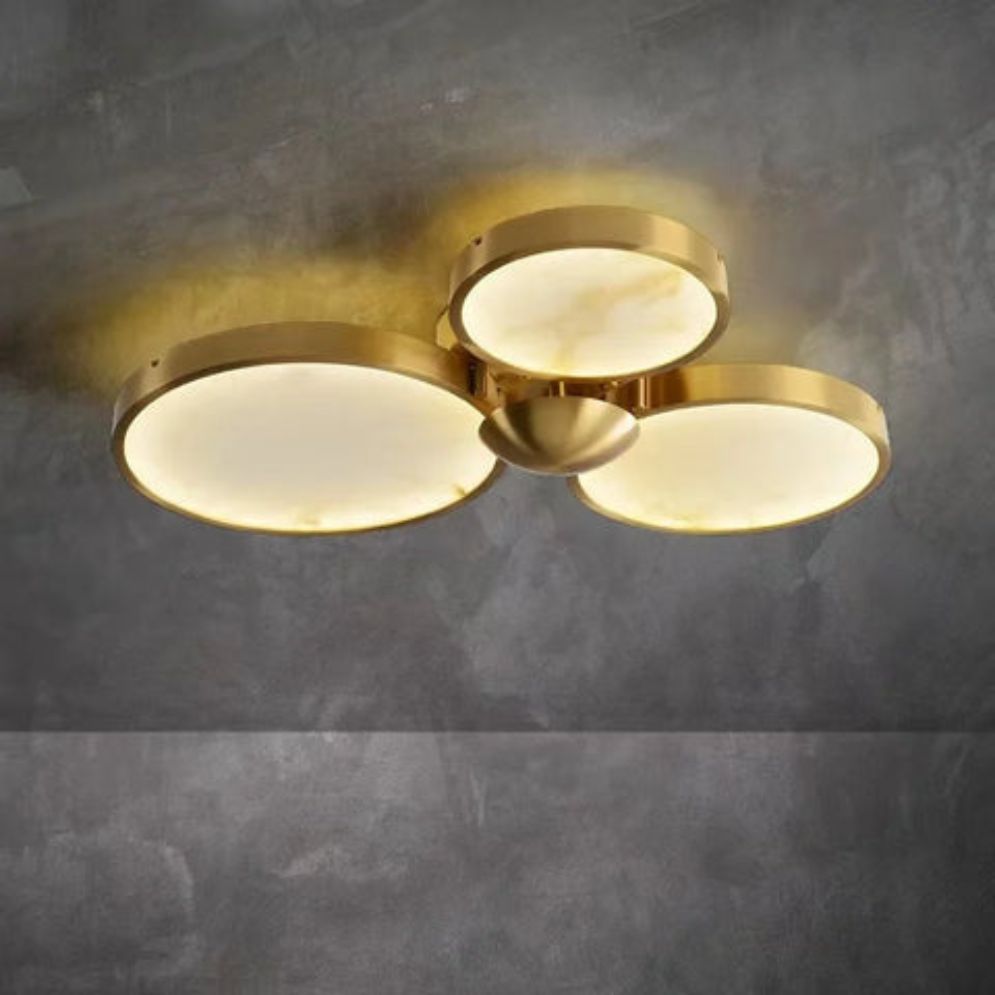 Plafonnier Boule de Marbre Lumière Led Luxe en Laiton Doré - Lumiine
