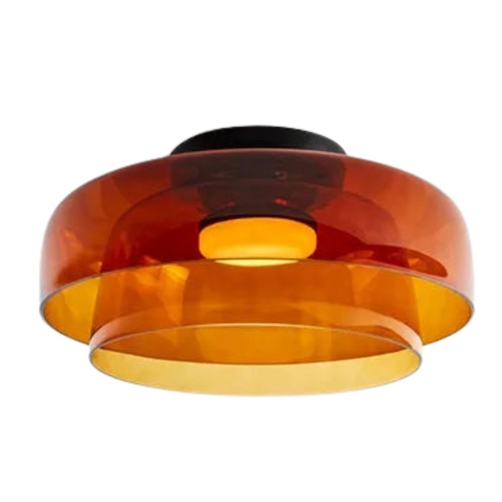 Plafonnier Design à Led en Métal et Verre Ambré - Lumiine