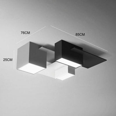Plafonnier Géométrique Tubes Rectangulaires Noir et Blanc - Lumiine