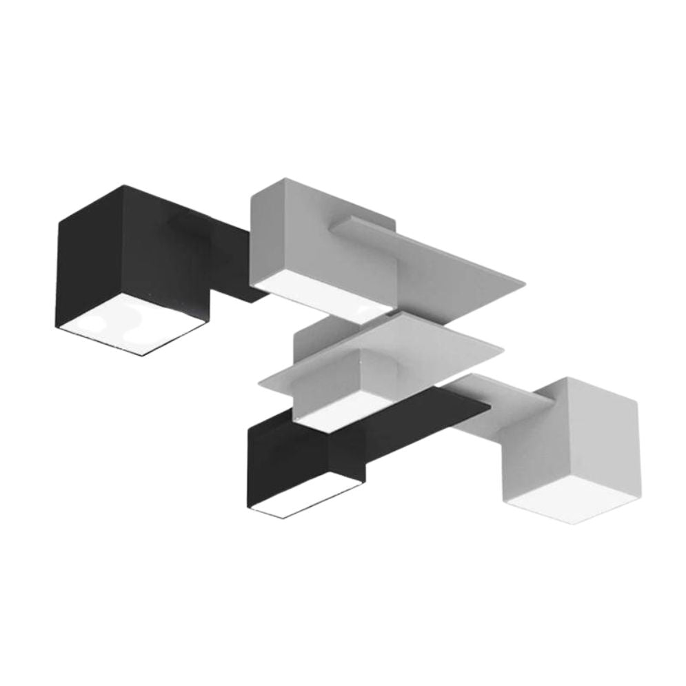 Plafonnier Géométrique Tubes Rectangulaires Noir et Blanc - Lumiine