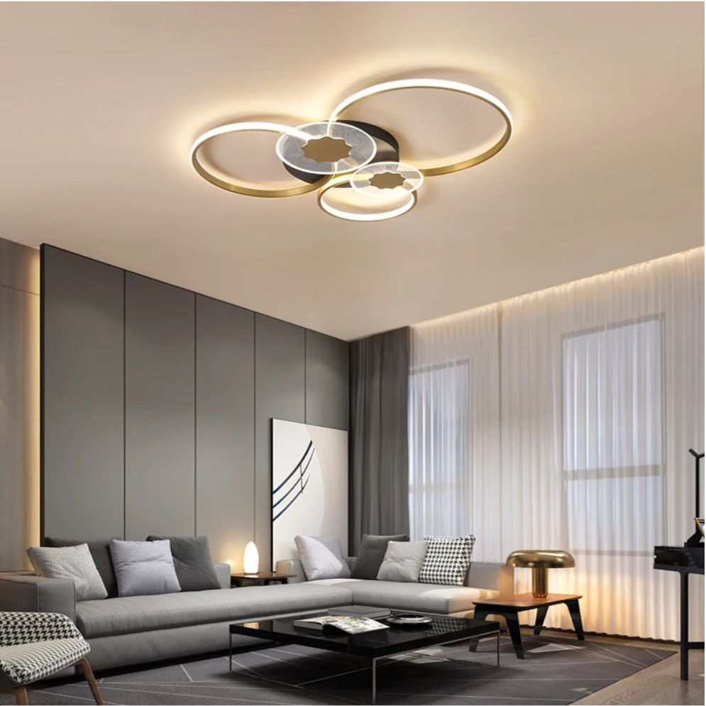 Plafonnier Design Led avec Anneaux Imbriqués Orfa - Lumiine