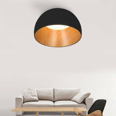 Plafonnier Design Led Demi Boule Noire Surface - Lumiine