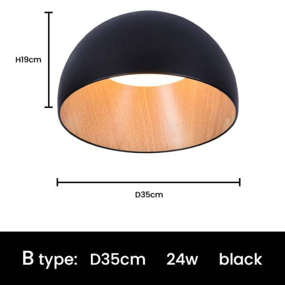 Plafonnier Design Led Demi Boule Noire Surface - Lumiine