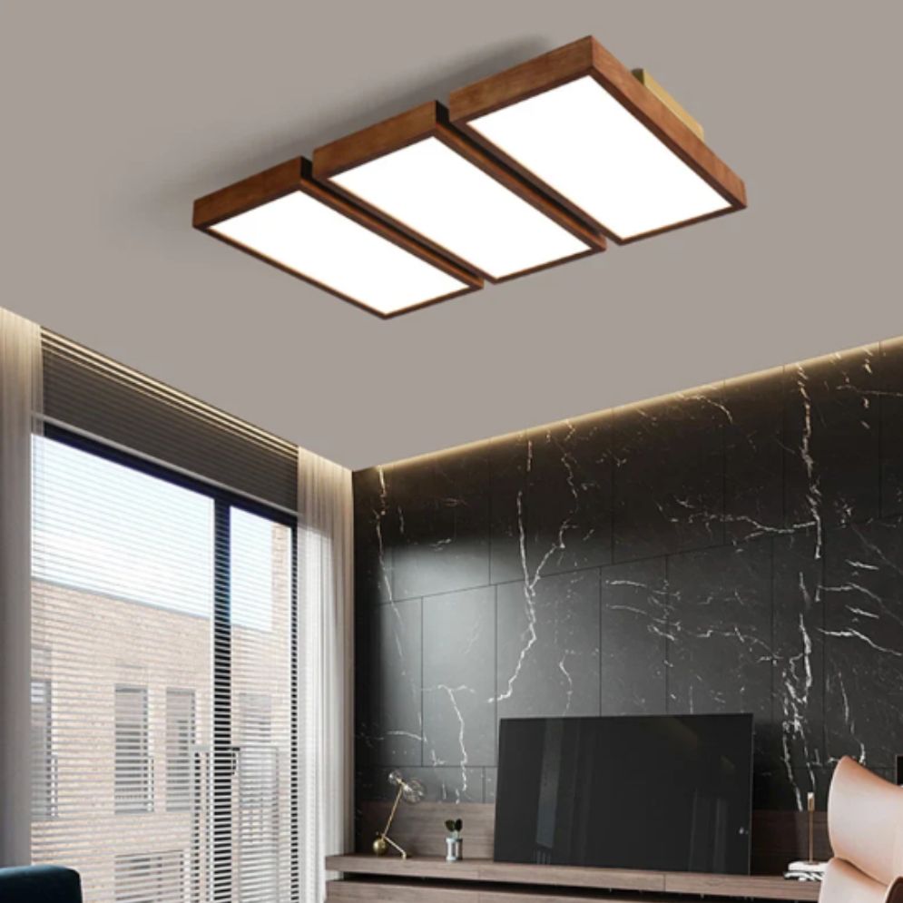 Plafonnier Design Rectangle en Bois Led - Lumiine