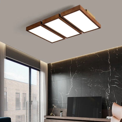 Plafonnier Design Rectangle en Bois Led - Lumiine