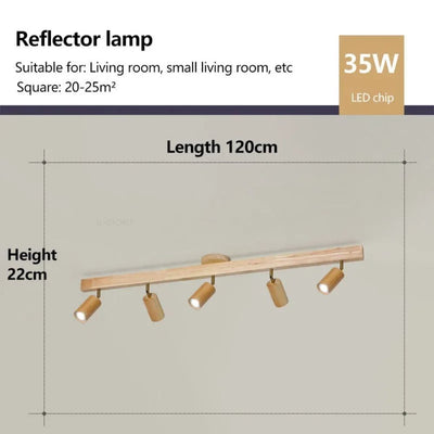 Plafonnier en Bois avec Plusieurs Spots Colorés Cylindriques - Lumiine