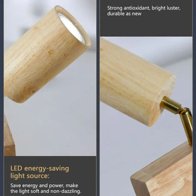 Plafonnier en Bois avec Plusieurs Spots Colorés Cylindriques - Lumiine