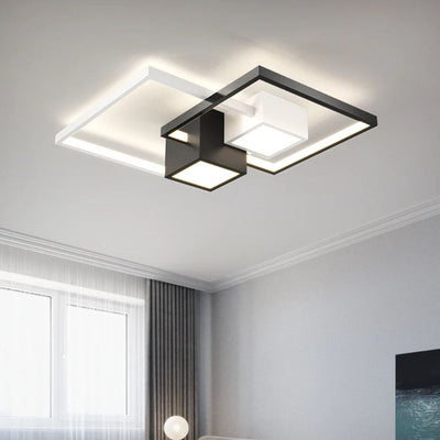Plafonnier Led Design Nordique Moderne Aluminium Blanc/Noir - Lumiine