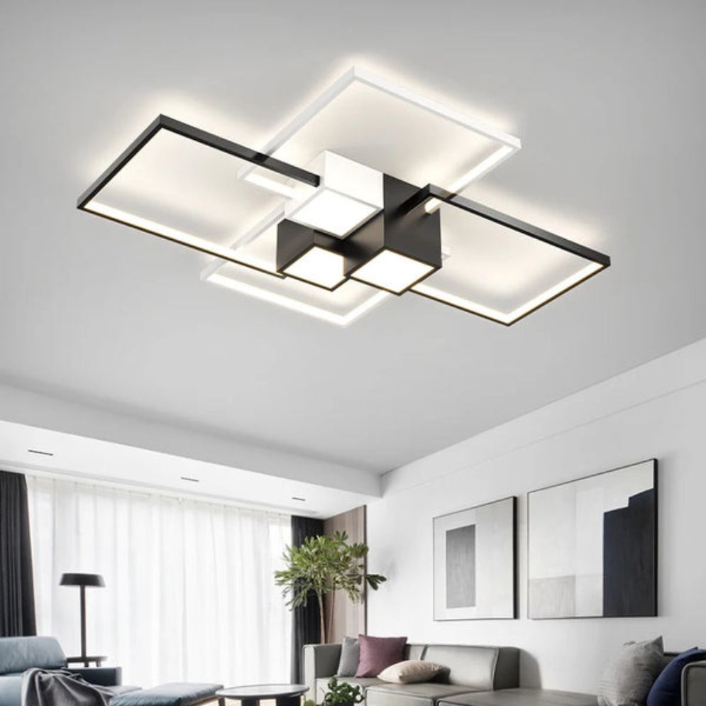 Plafonnier Led Design Nordique Moderne Aluminium Blanc/Noir - Lumiine