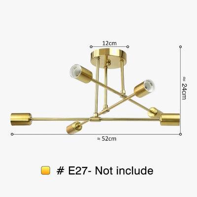 Plafonnier Led Design Nordique Couleur Or Minimaliste - Lumiine