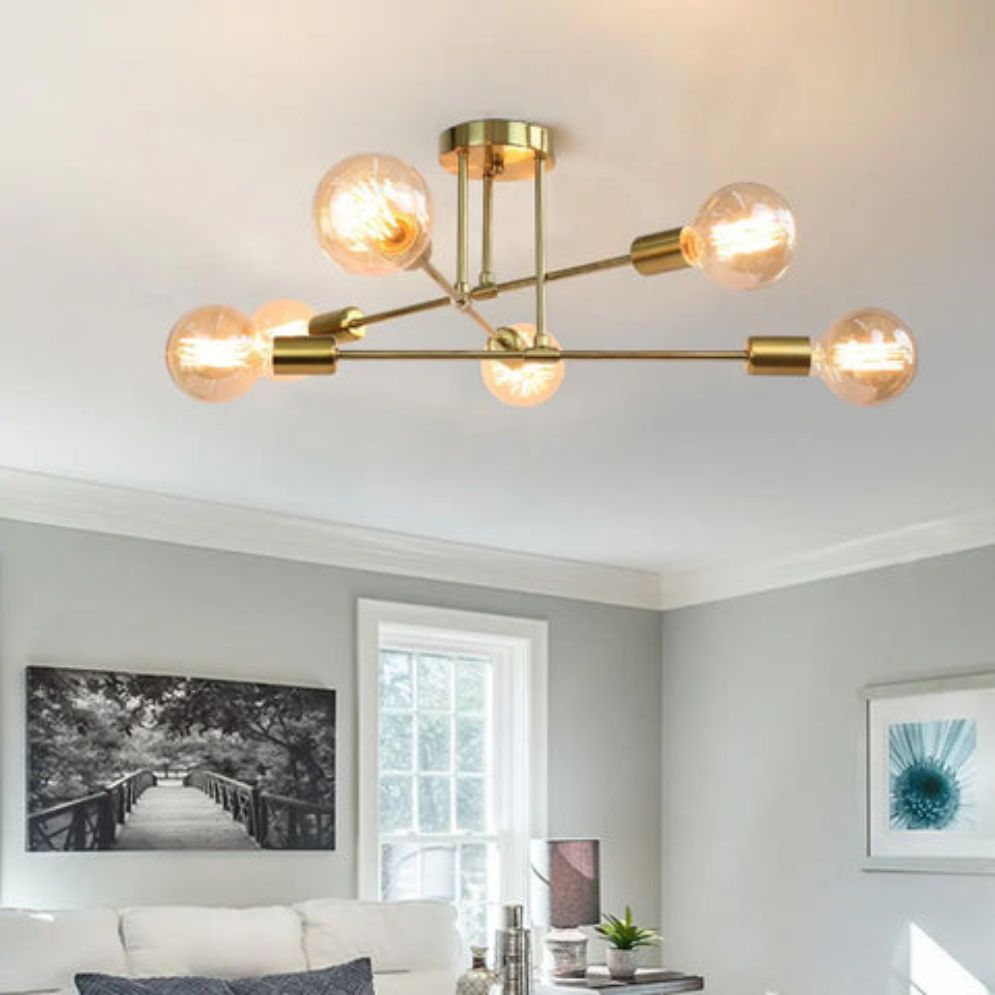 Plafonnier Led Design Nordique Couleur Or Minimaliste - Lumiine