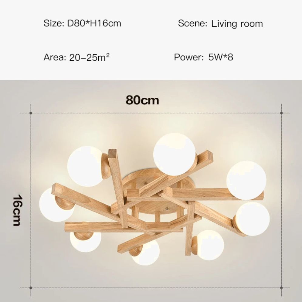 Plafonnier Led Design Nordique en Bois pour Décoration Intérieure - Lumiine