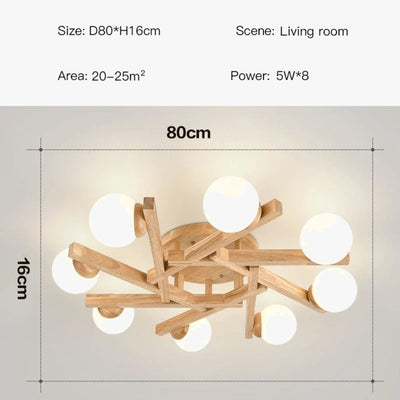 Plafonnier Led Design Nordique en Bois pour Décoration Intérieure - Lumiine