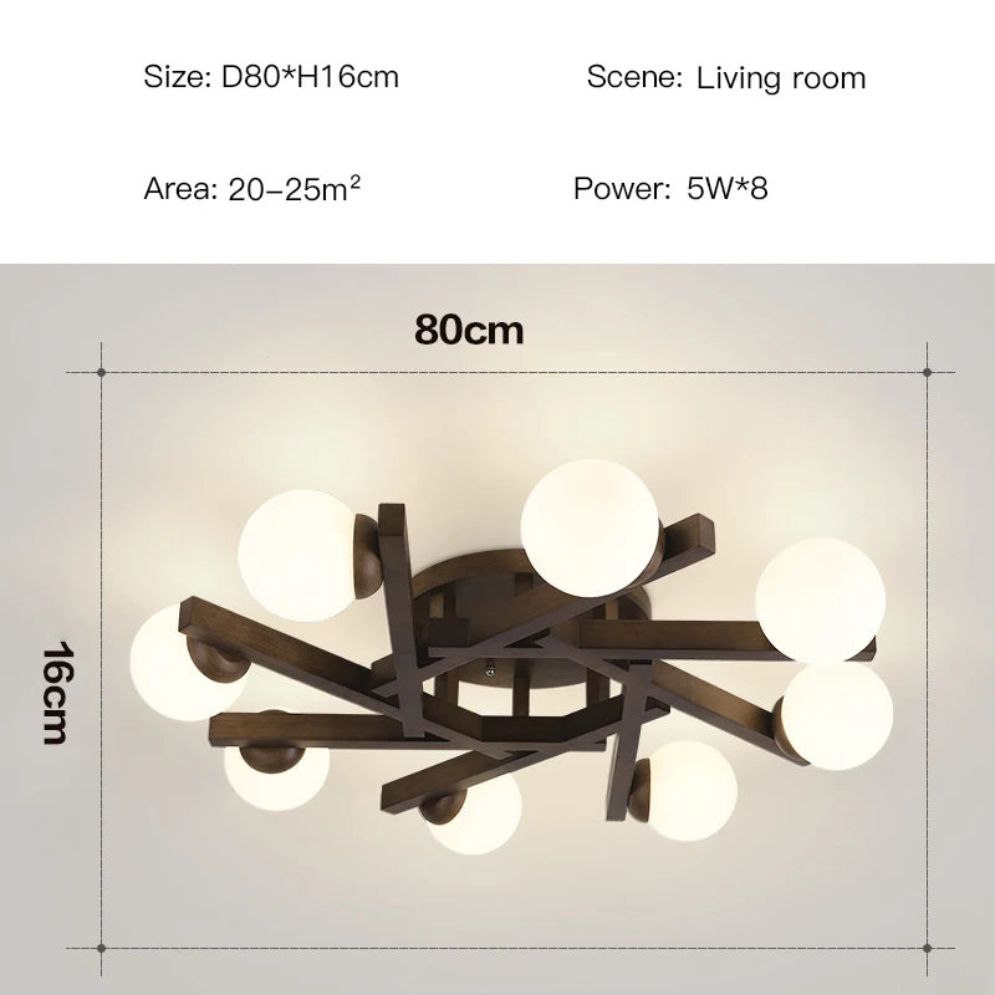 Plafonnier Led Design Nordique en Bois pour Décoration Intérieure - Lumiine