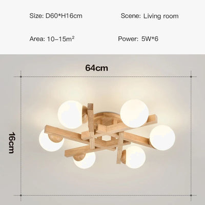 Plafonnier Led Design Nordique en Bois pour Décoration Intérieure - Lumiine