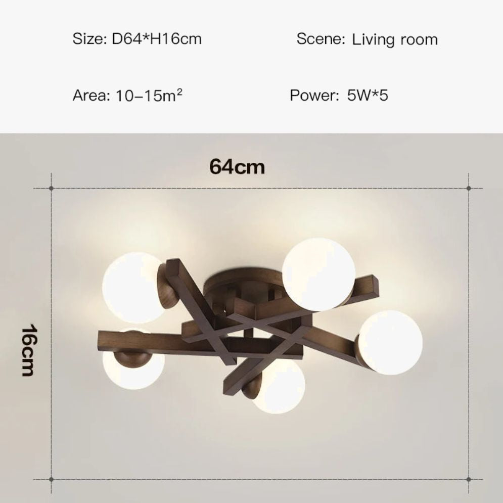 Plafonnier Led Design Nordique en Bois pour Décoration Intérieure - Lumiine