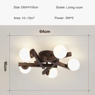 Plafonnier Led Design Nordique en Bois pour Décoration Intérieure - Lumiine