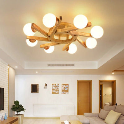 Plafonnier Led Design Nordique en Bois pour Décoration Intérieure - Lumiine