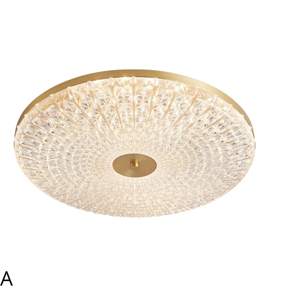 Plafonnier Led en Acrylique Rond avec Dorures - Lumiine
