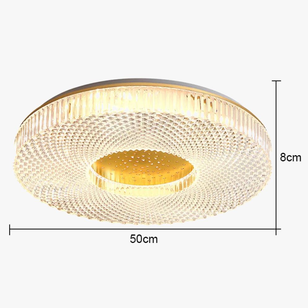 Plafonnier Led en Acrylique Rond avec Dorures - Lumiine
