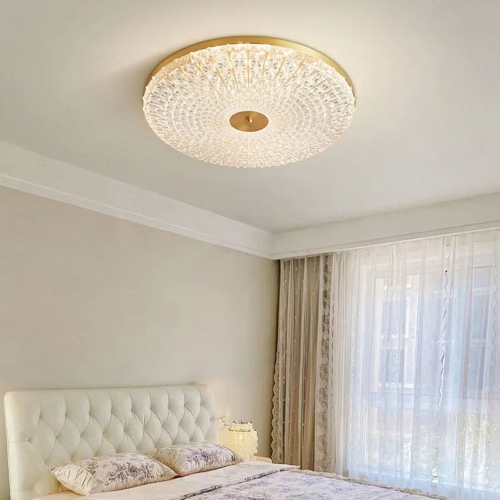 Plafonnier Led en Acrylique Rond avec Dorures - Lumiine
