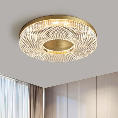 Plafonnier Led en Acrylique Rond avec Dorures - Lumiine
