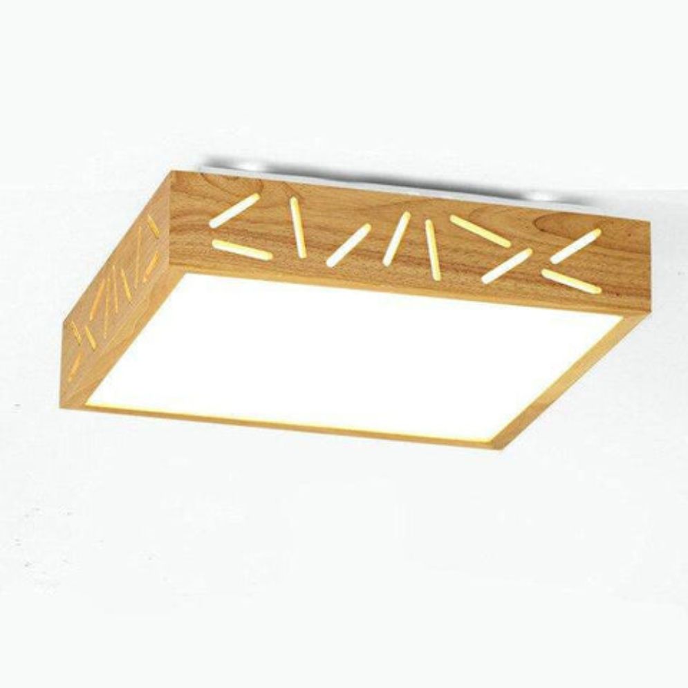 Plafonnier Led Géométrique et Base en Bois Geometry - Lumiine