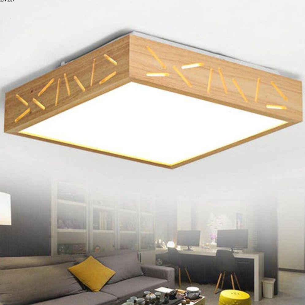 Plafonnier Led Géométrique et Base en Bois Geometry - Lumiine