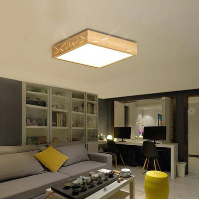 Plafonnier Led Géométrique et Base en Bois Geometry - Lumiine