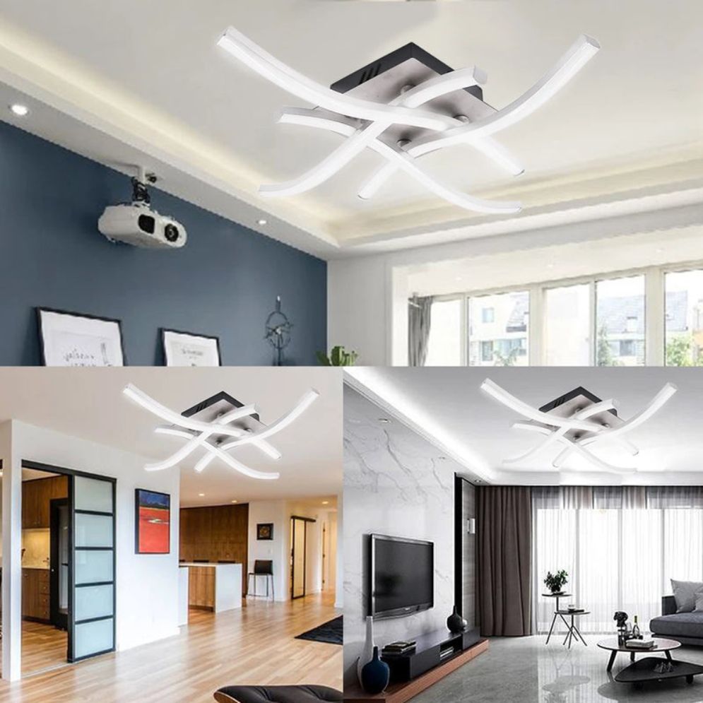 Plafonnier Led Moderne Barres Chromées Flush - Lumiine
