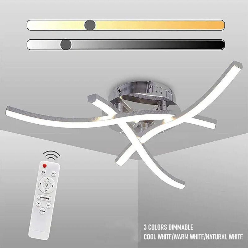 Plafonnier Led Moderne Barres Chromées Flush - Lumiine