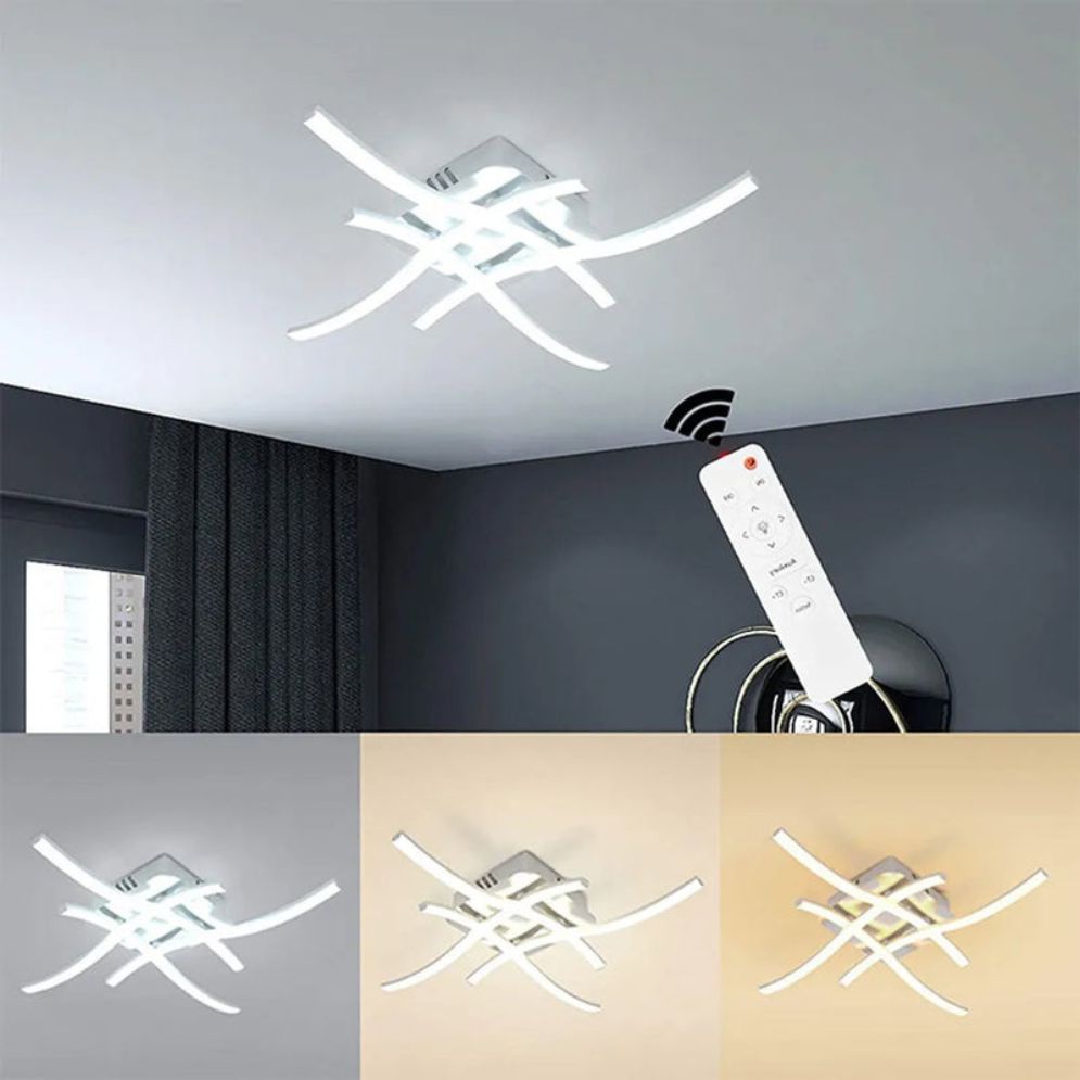 Plafonnier Led Moderne Barres Chromées Flush - Lumiine