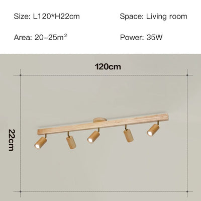 Plafonnier Led Moderne en Bois avec Projecteur sur Rail - Lumiine