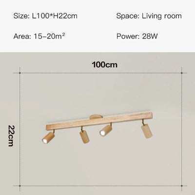 Plafonnier Led Moderne en Bois avec Projecteur sur Rail - Lumiine