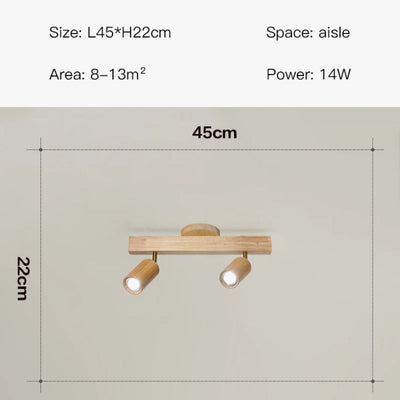 Plafonnier Led Moderne en Bois avec Projecteur sur Rail - Lumiine
