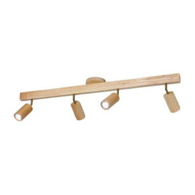 Plafonnier Led Moderne en Bois avec Projecteur sur Rail - Lumiine