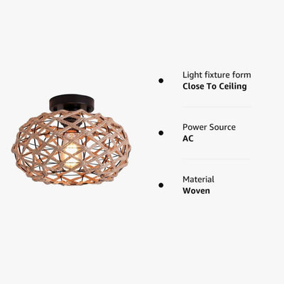 Plafonnier Led Nordique Ajouré en Corde de Chanvre - Lumiine
