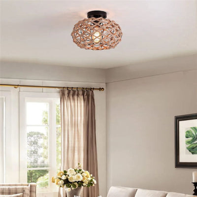 Plafonnier Led Nordique Ajouré en Corde de Chanvre - Lumiine
