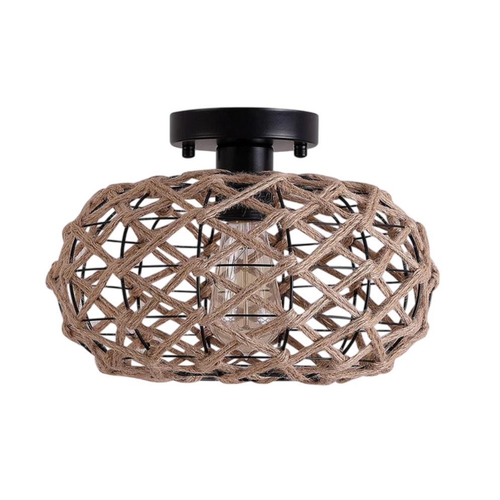 Plafonnier Led Nordique Ajouré en Corde de Chanvre - Lumiine