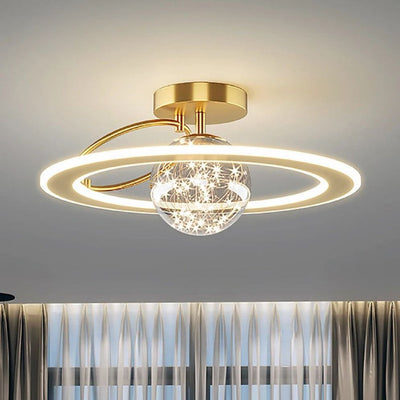 Plafonnier Led Nordique en Verre Boule Créative Dorée
