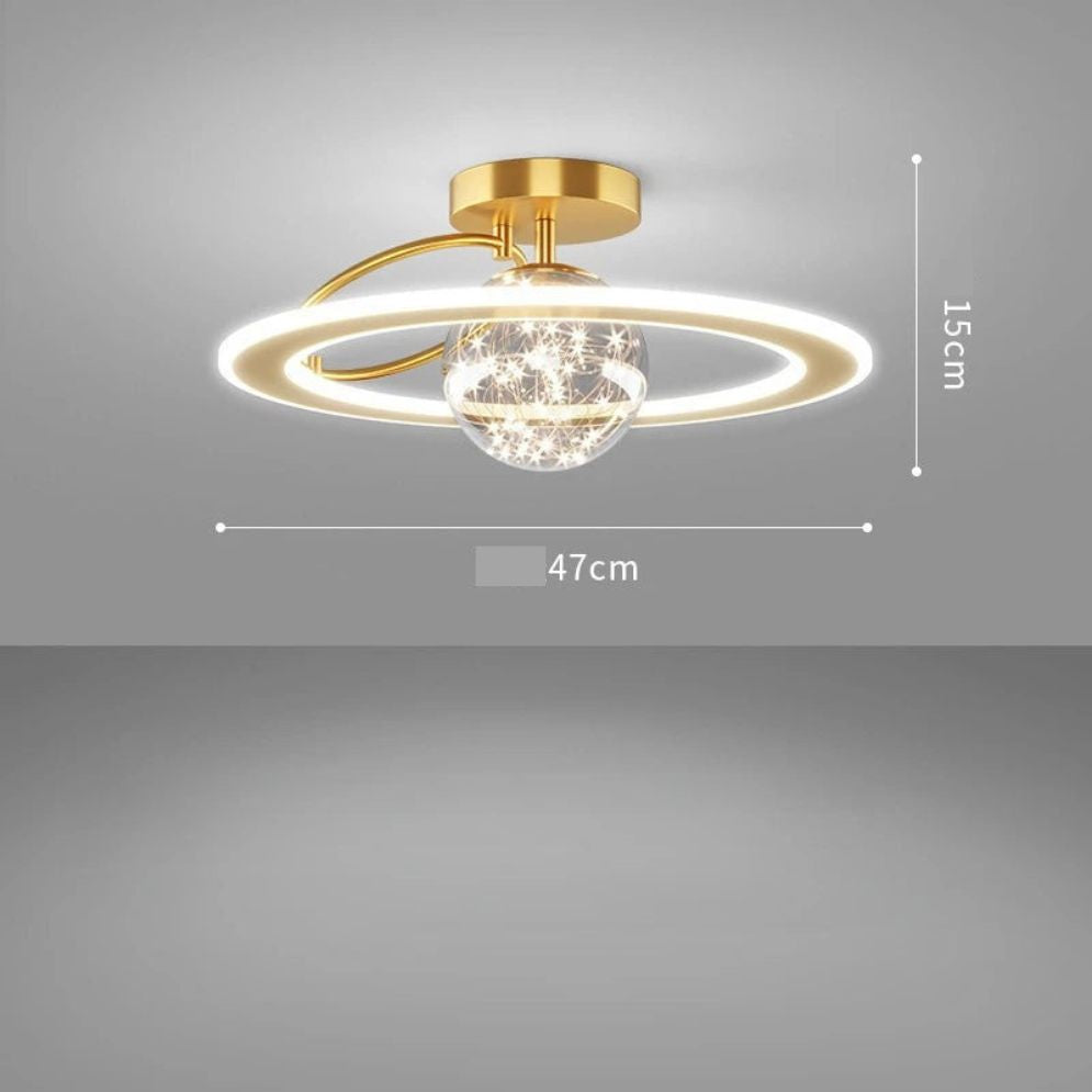 Plafonnier Led Nordique en Verre Boule Créative Dorée