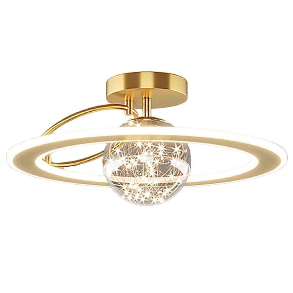 Plafonnier Led Nordique en Verre Boule Créative Dorée