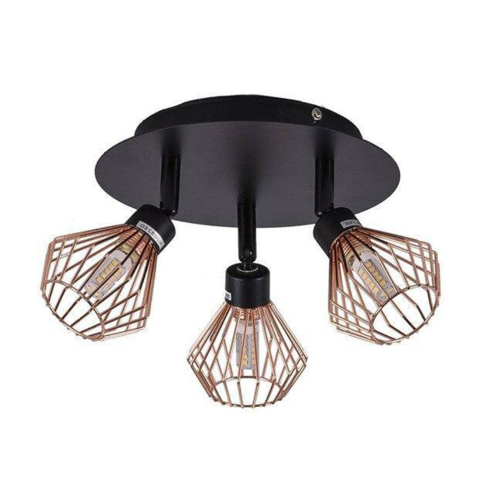 Plafonnier Led Rétro en Fer avec Abat-Jour Grillagé - Lumiine