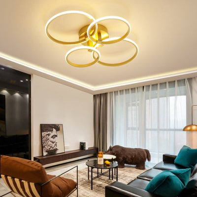 Plafonnier Led Suspendu Design Moderne avec Anneaux Brossés - Lumiine
