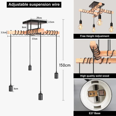 Plafonnier Led Suspendu Style Industriel Rétro avec Câble Réglable