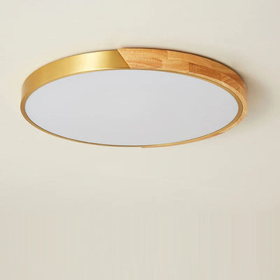 Plafonnier Led Télécommandé Moderne Grain de Bois Doré - Lumiine