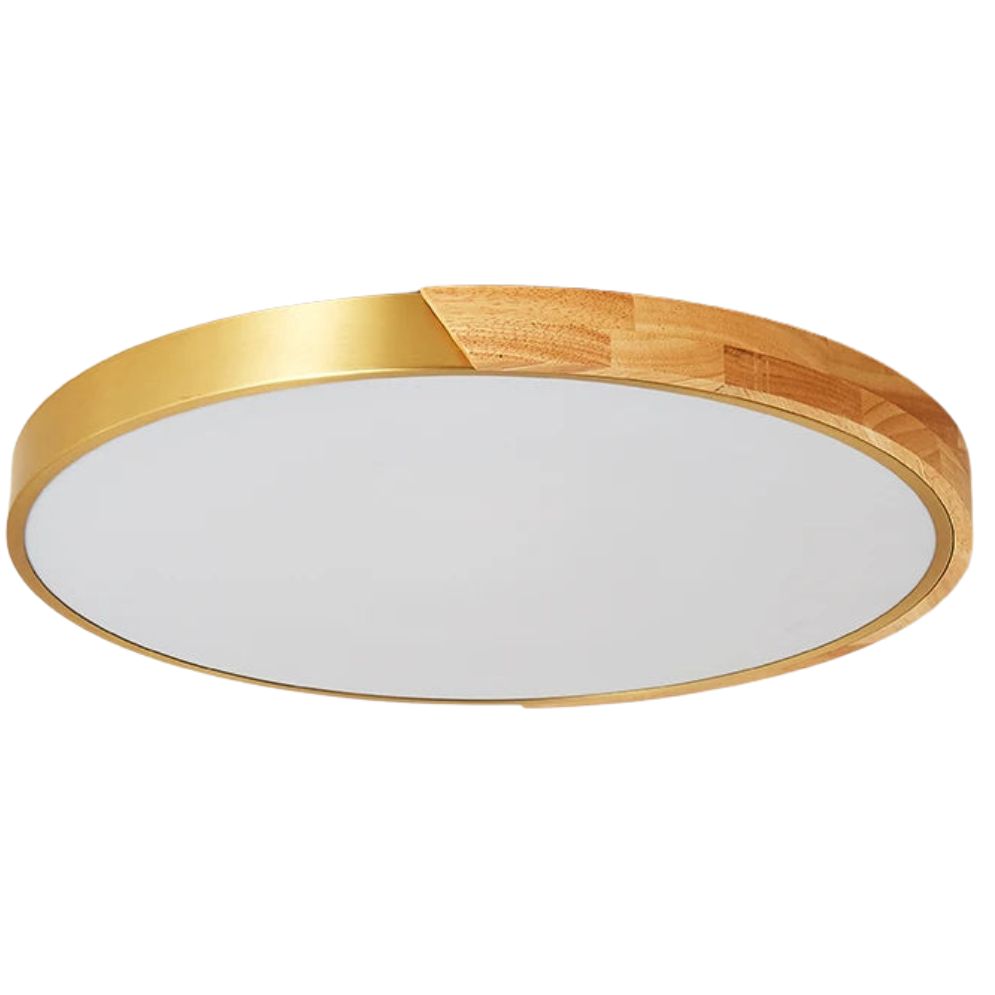 Plafonnier Led Télécommandé Moderne Grain de Bois Doré - Lumiine