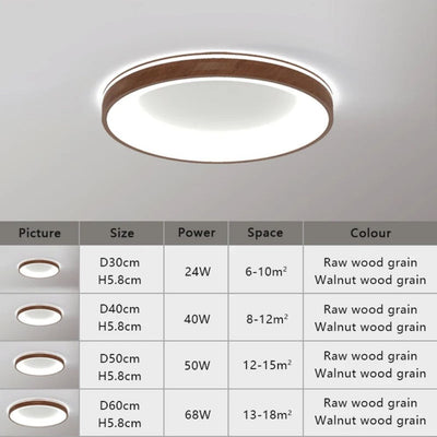 Plafonnier Moderne Led Circulaire avec Intérieur en Bois - Lumiine
