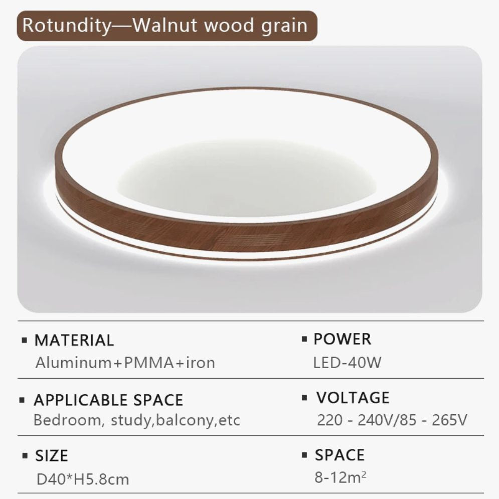 Plafonnier Moderne Led Circulaire avec Intérieur en Bois - Lumiine
